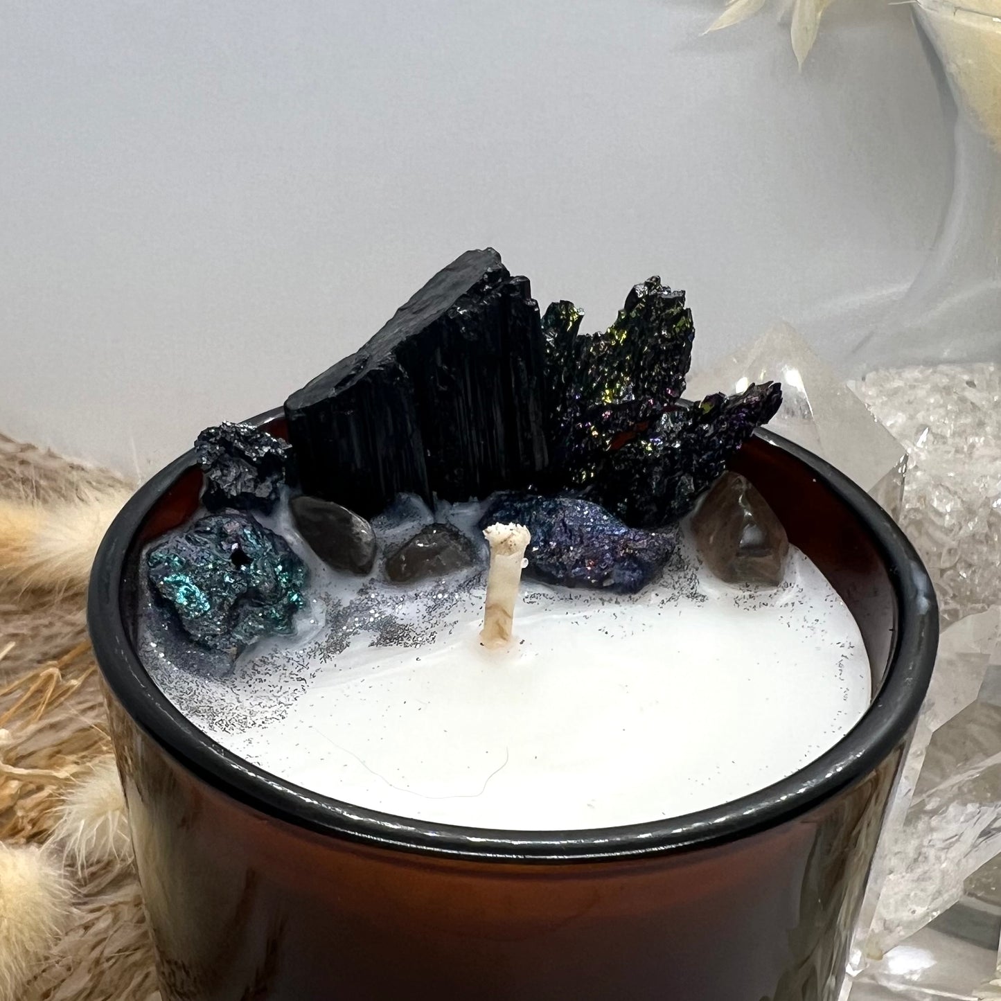 Grounding Protection Crystal Infused Soy Candle | Black Raspberry & Vanilla
