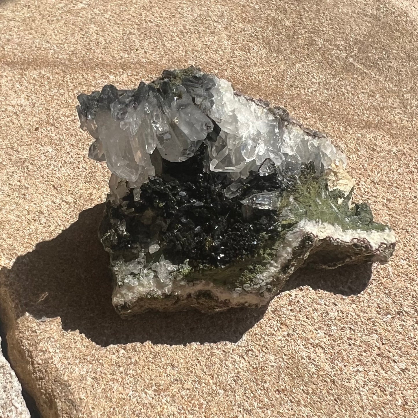 Epidote and Quartz Cluster Crust Specimen