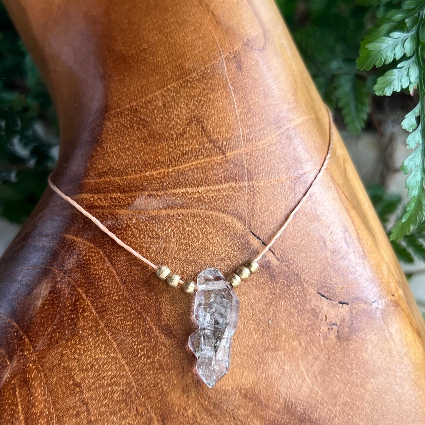 Herkimer Quartz & Brass Petite Layer Crystal Necklace