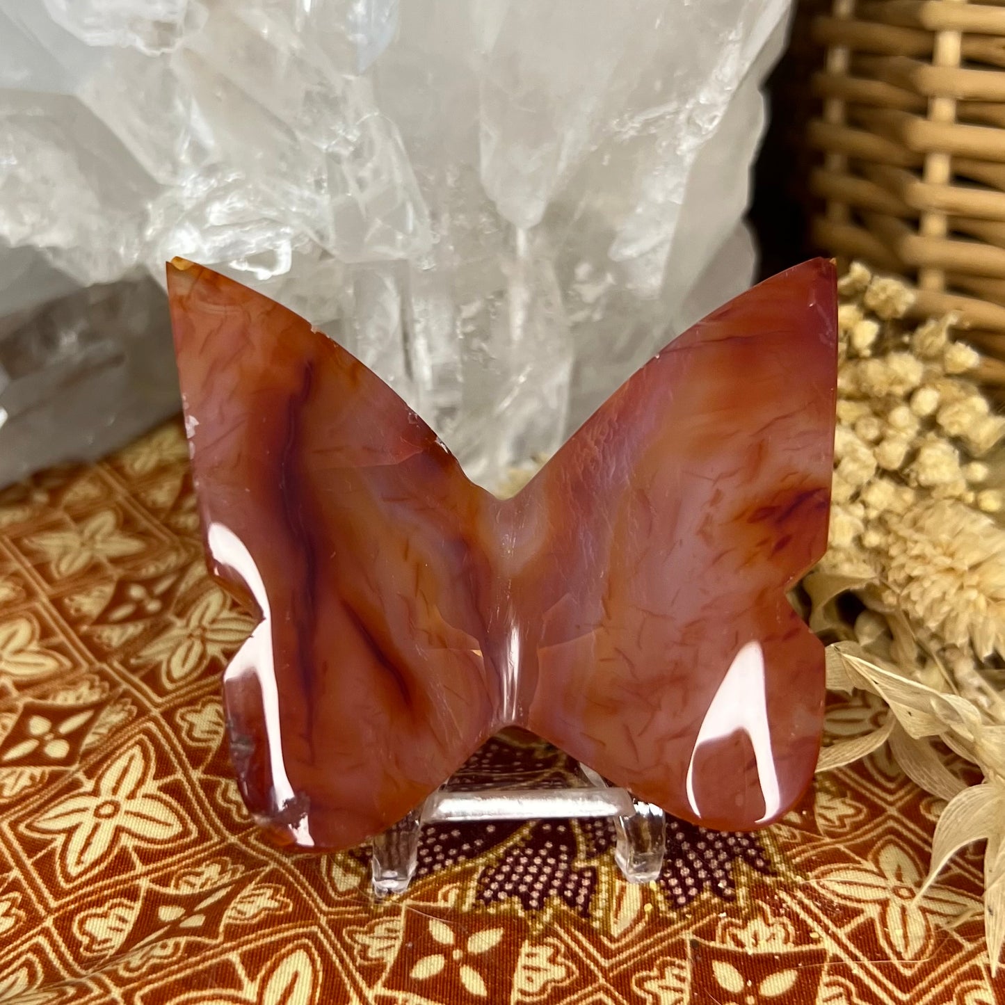 Carnelian 3D Butterfly Carving