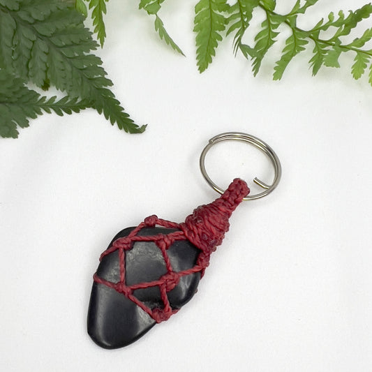 Shungite Crystal Macrame Keyring Charm | Pet Collar Charm