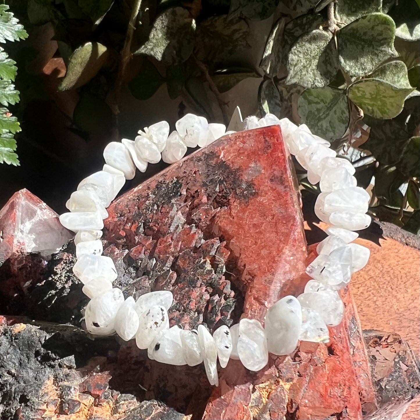 Rainbow Moonstone Crystal Chip Stretch Bracelet