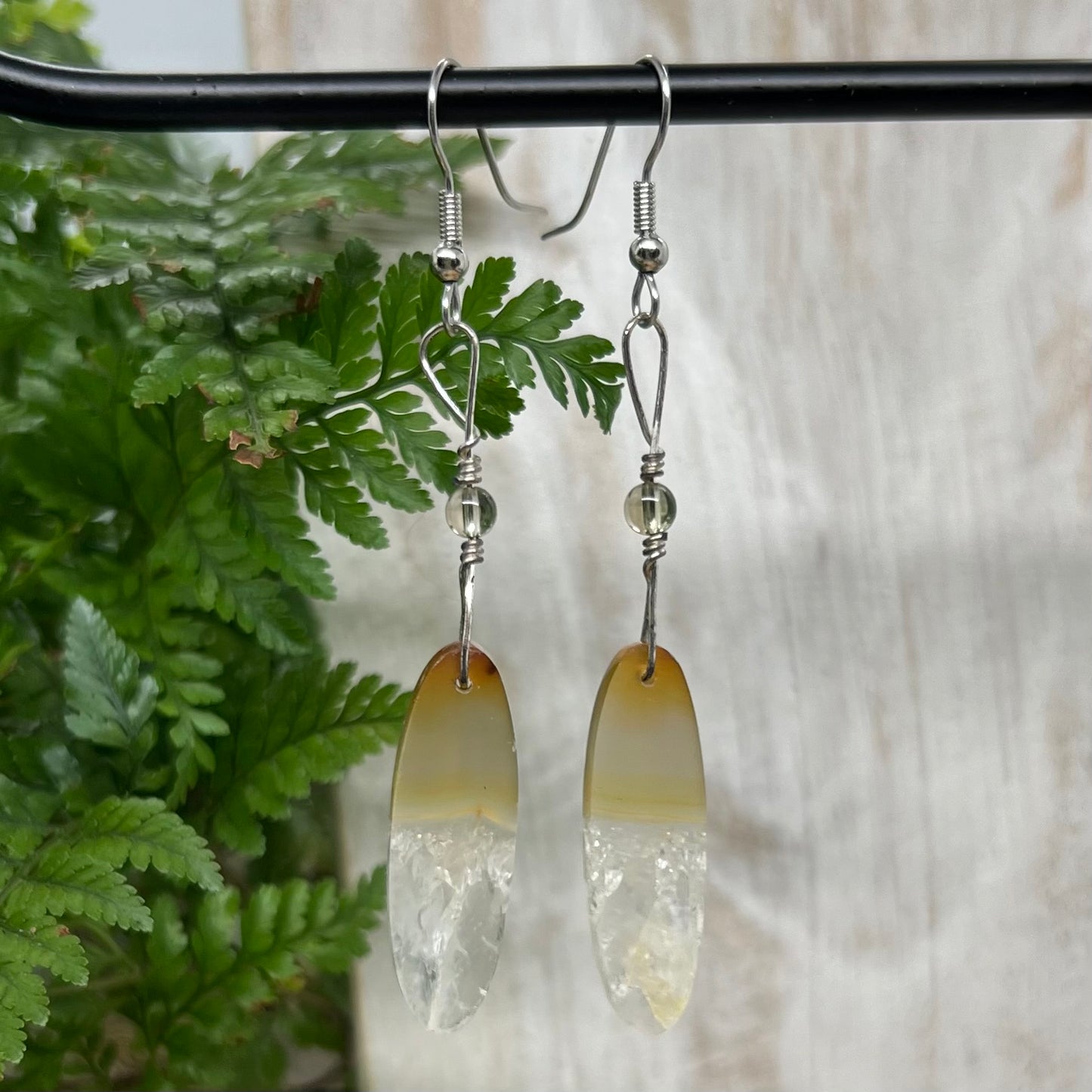 Carnelian with Clear Quartz Crystal Earrings