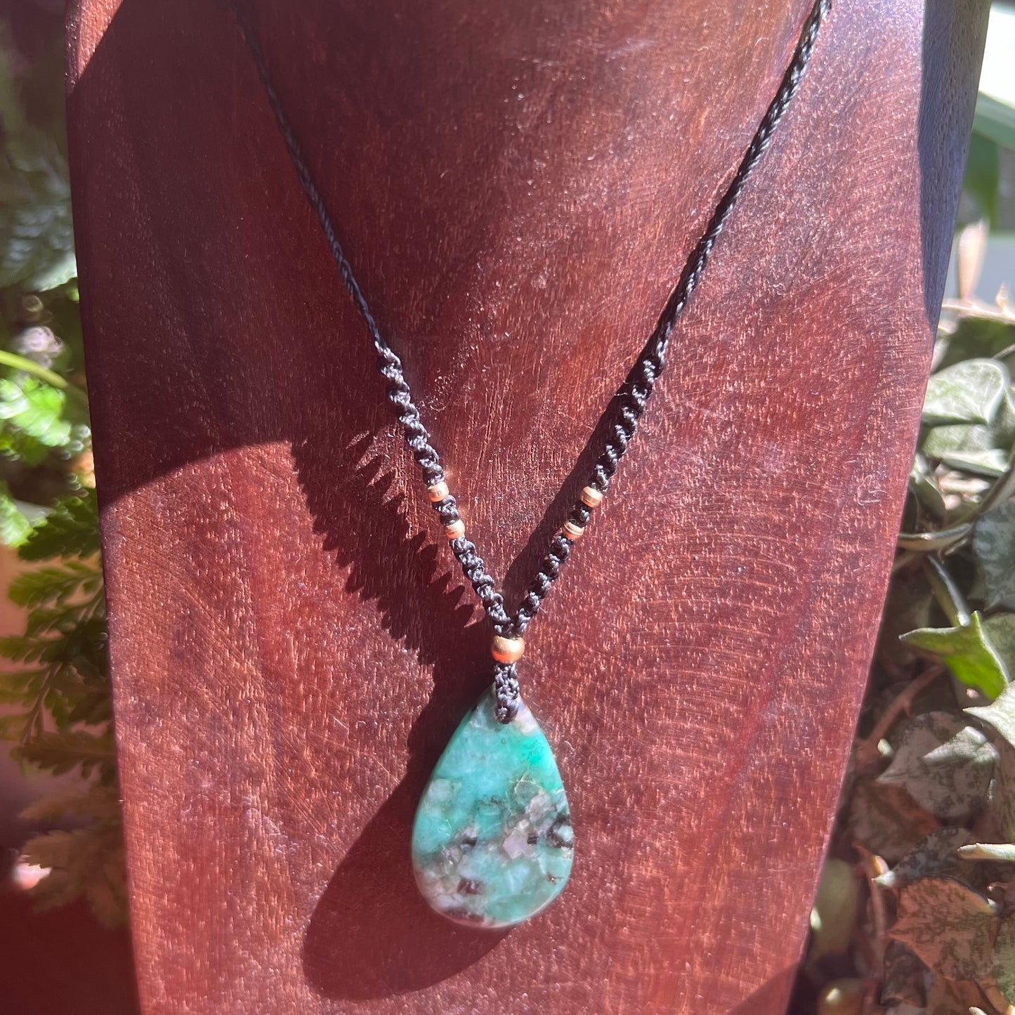 Emerald Crystal Macrame Necklace