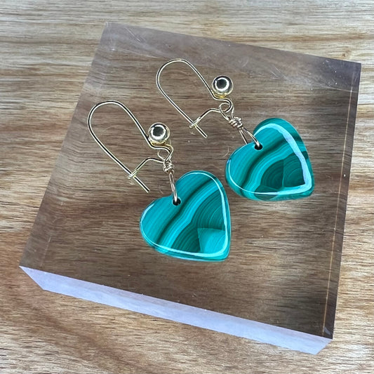 Malachite Heart Earrings: Transformation ∙ Awareness ∙ Emotional Healing