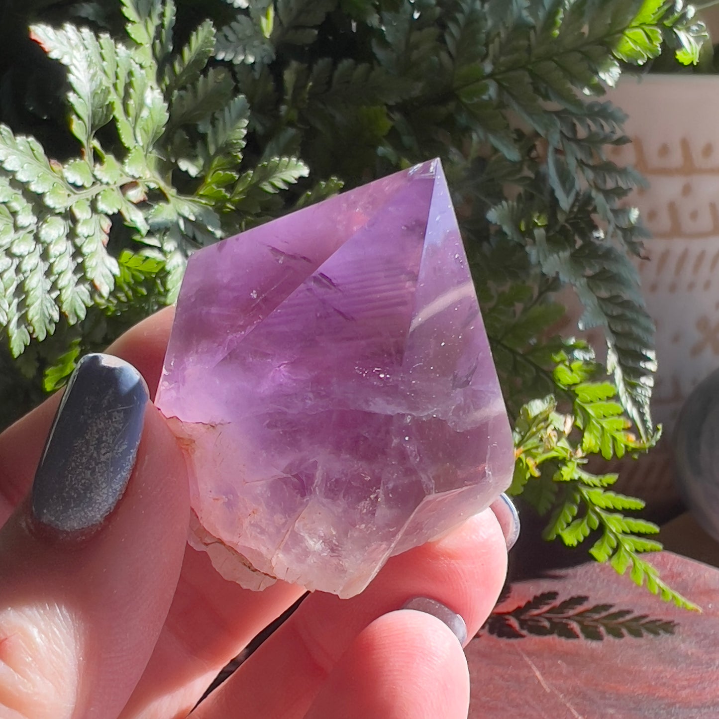 Amethyst Point: Polished faces | Raw sides | Flat base (2)