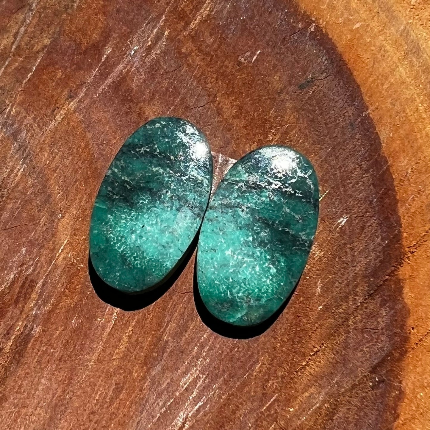 Tibetan Turquoise Flatback Earring Cabochon Pair