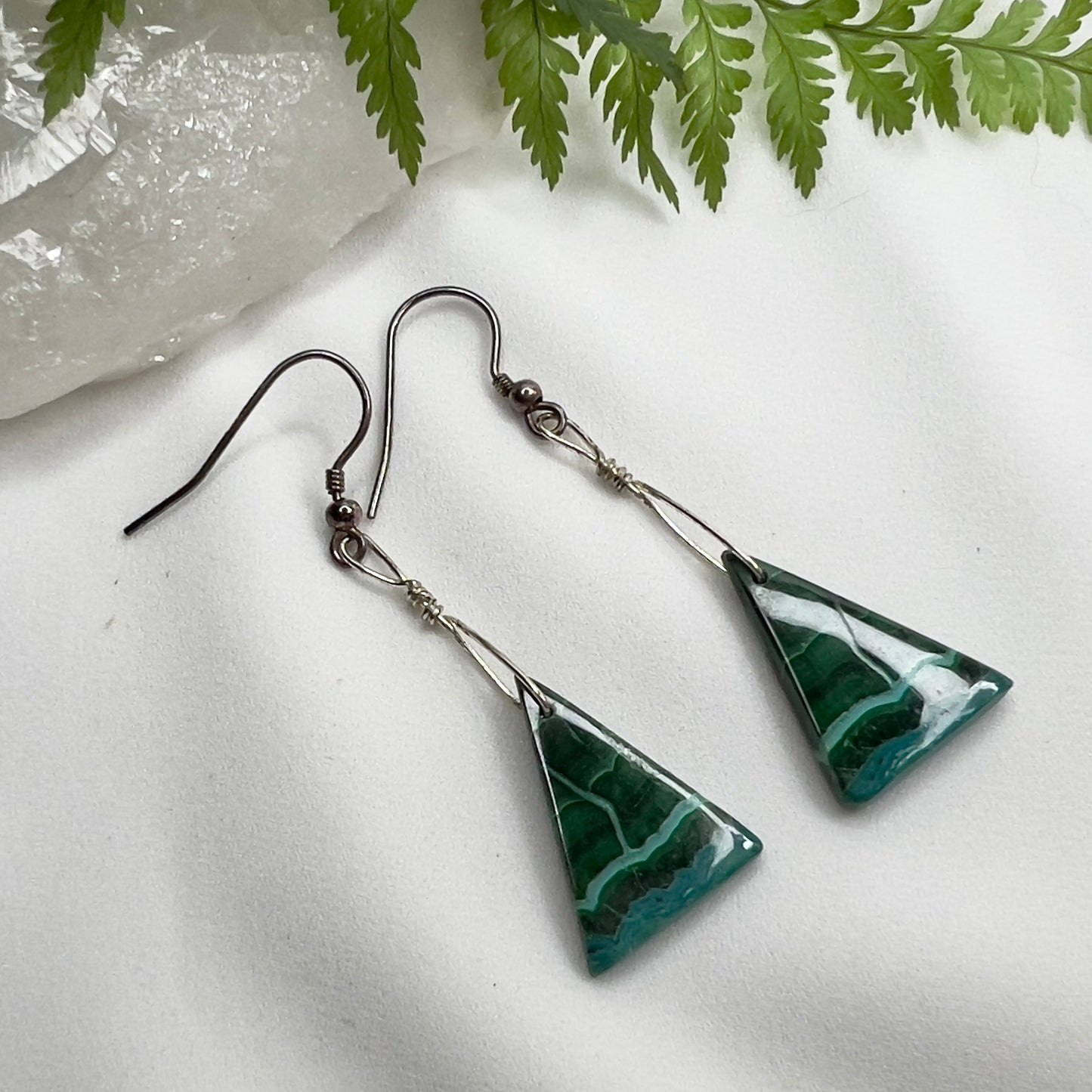 Chrysocolla in Malachite Crystal Earrings: Emotional Healing ∙ Growth ∙ Transformation