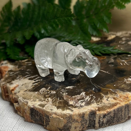 Clear Quartz Hippopotamus Carving