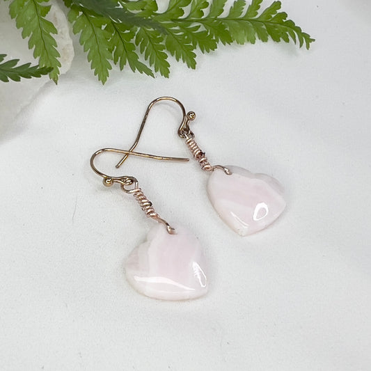 Mangano Calcite Heart Crystal Earrings: Compassion ∙ Forgiveness ∙ Emotional Healing