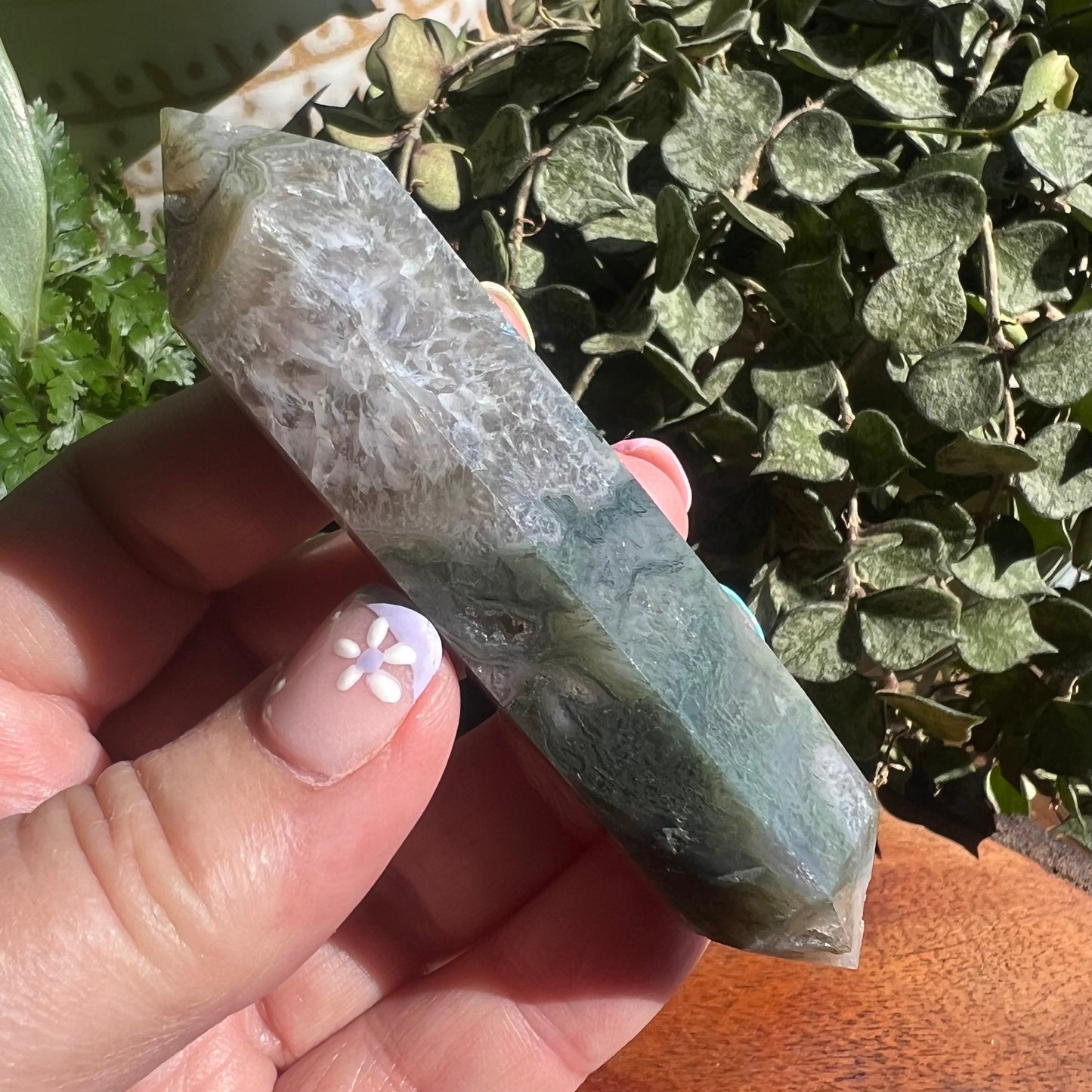 Moss Agate Double Terminated Wand