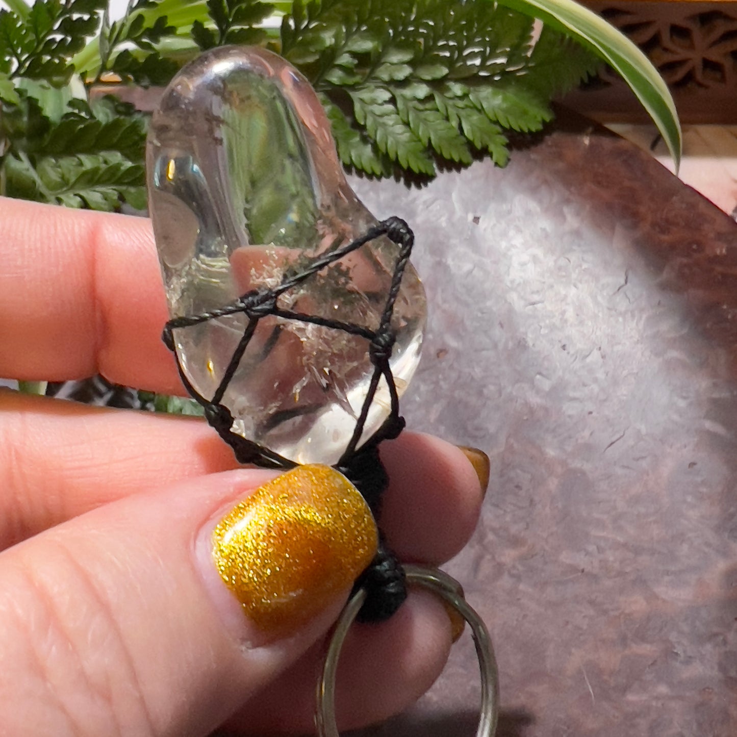Smoky Quartz Crystal Macrame Keyring Charm | Strength ∙ Protection ∙ Purpose