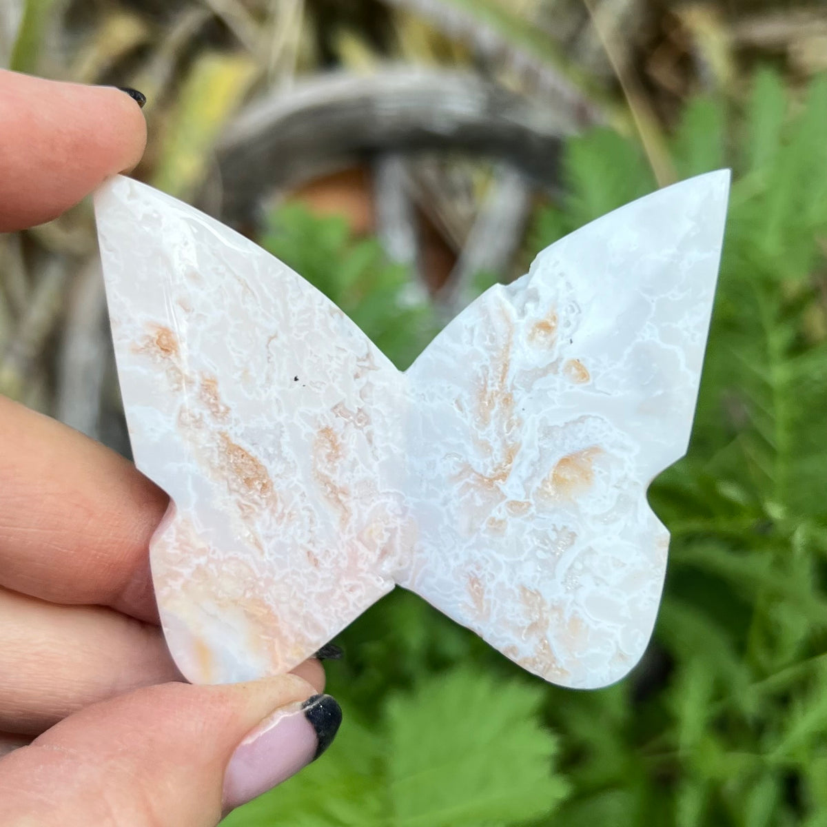 Plume Agate 3D Butterfly Carving