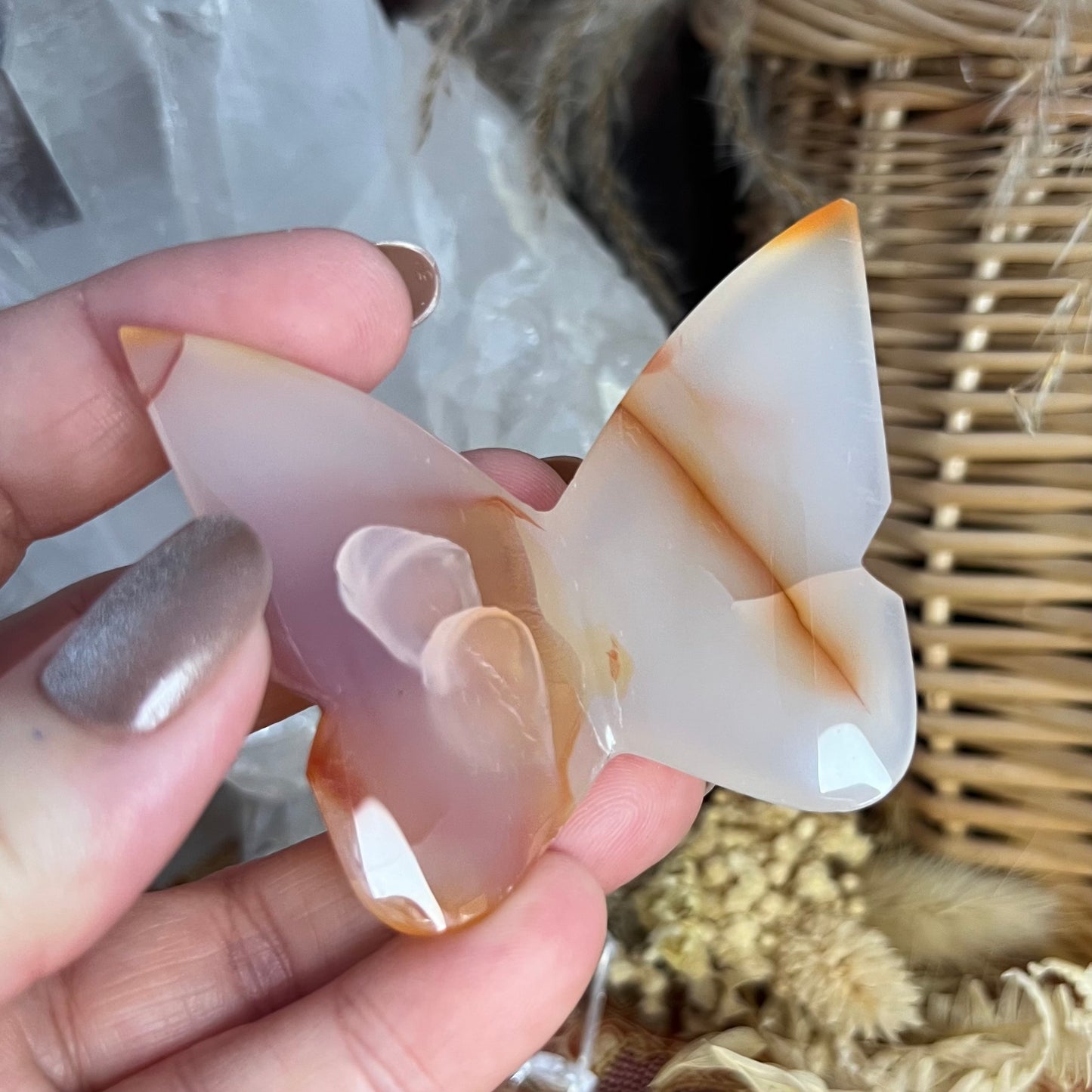 Carnelian 3D Butterfly Carving