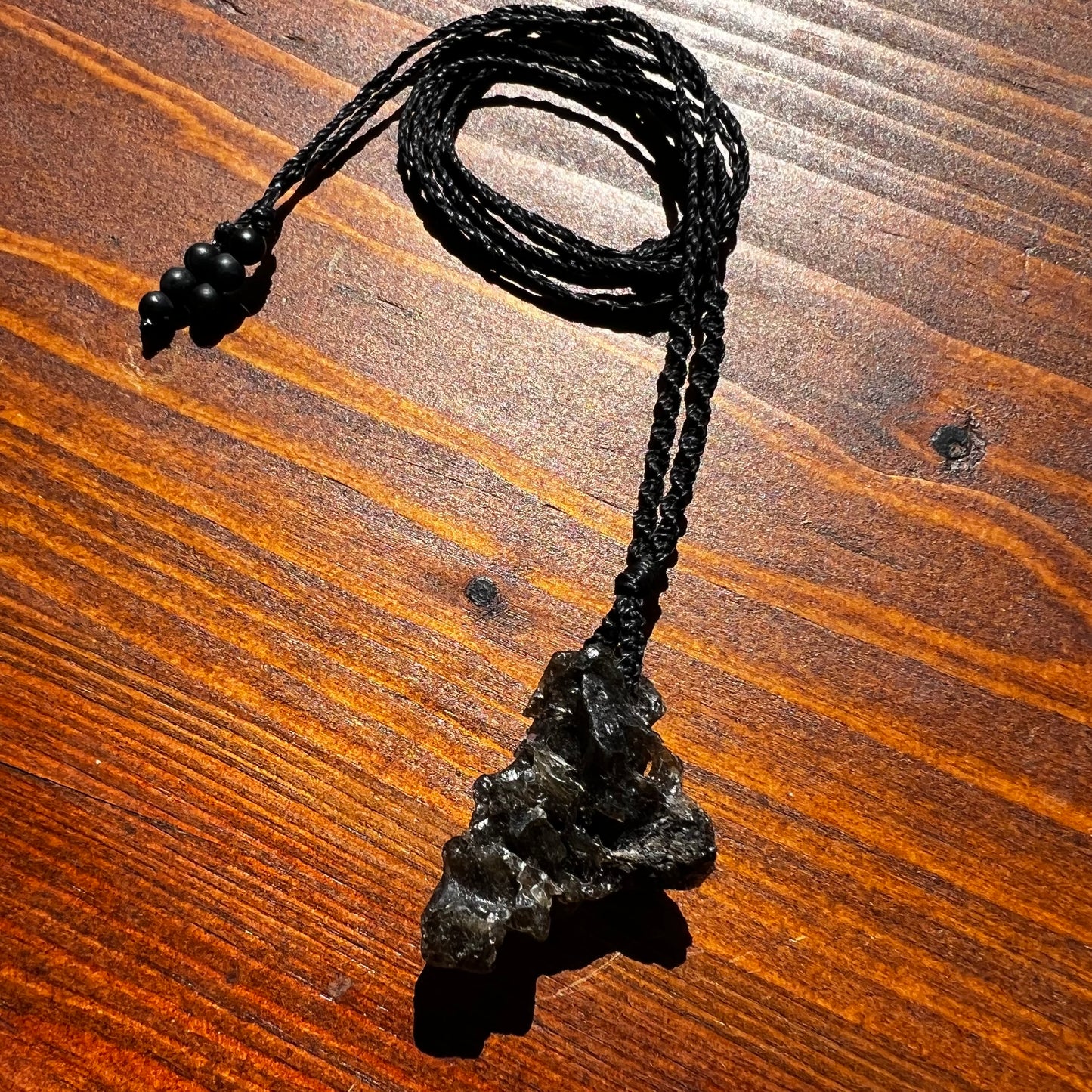 Darwinite Tektite Crystal Macrame Talisman (iii)