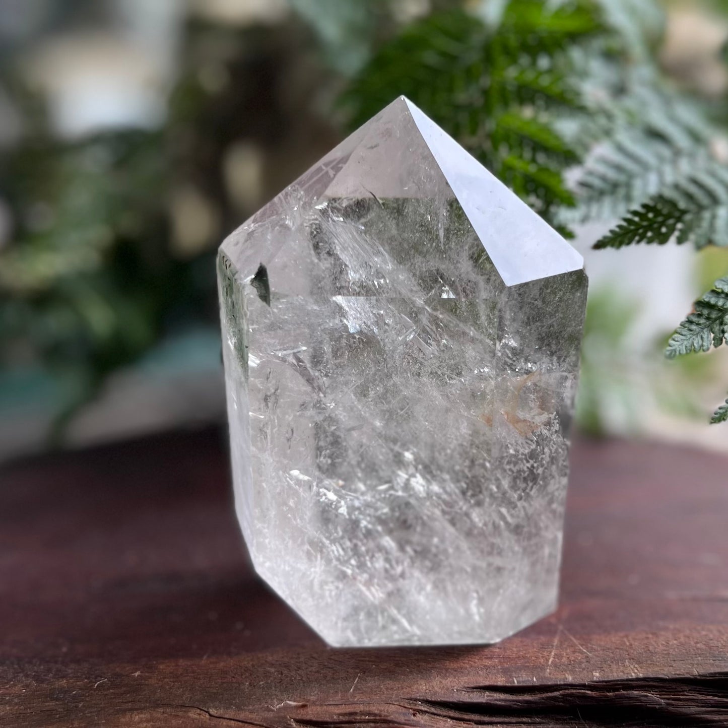 Chunky Polished Hyaline Quartz Point with Inclusions | Brazil | Chlorite, Rainbows & Penetrator