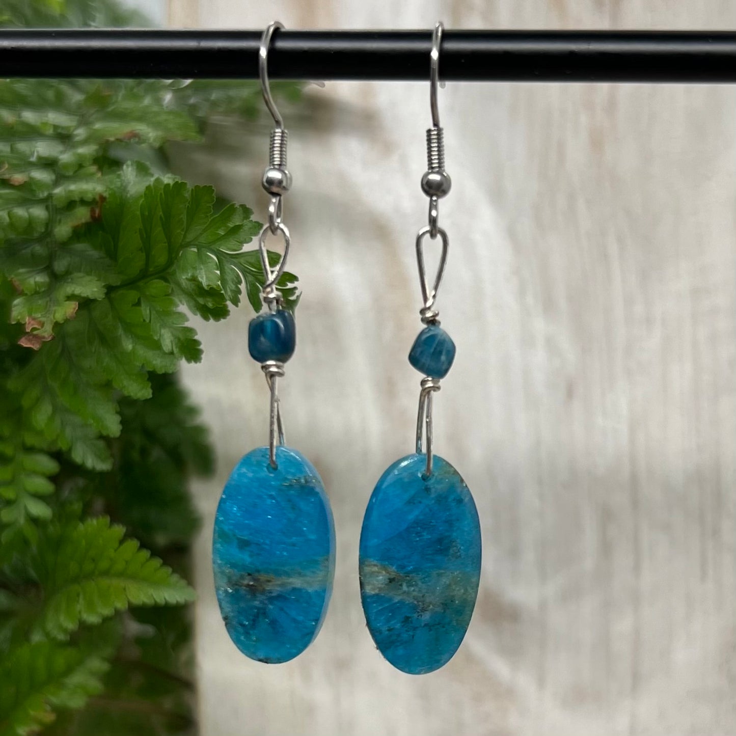 Blue Apatite Crystal Earrings