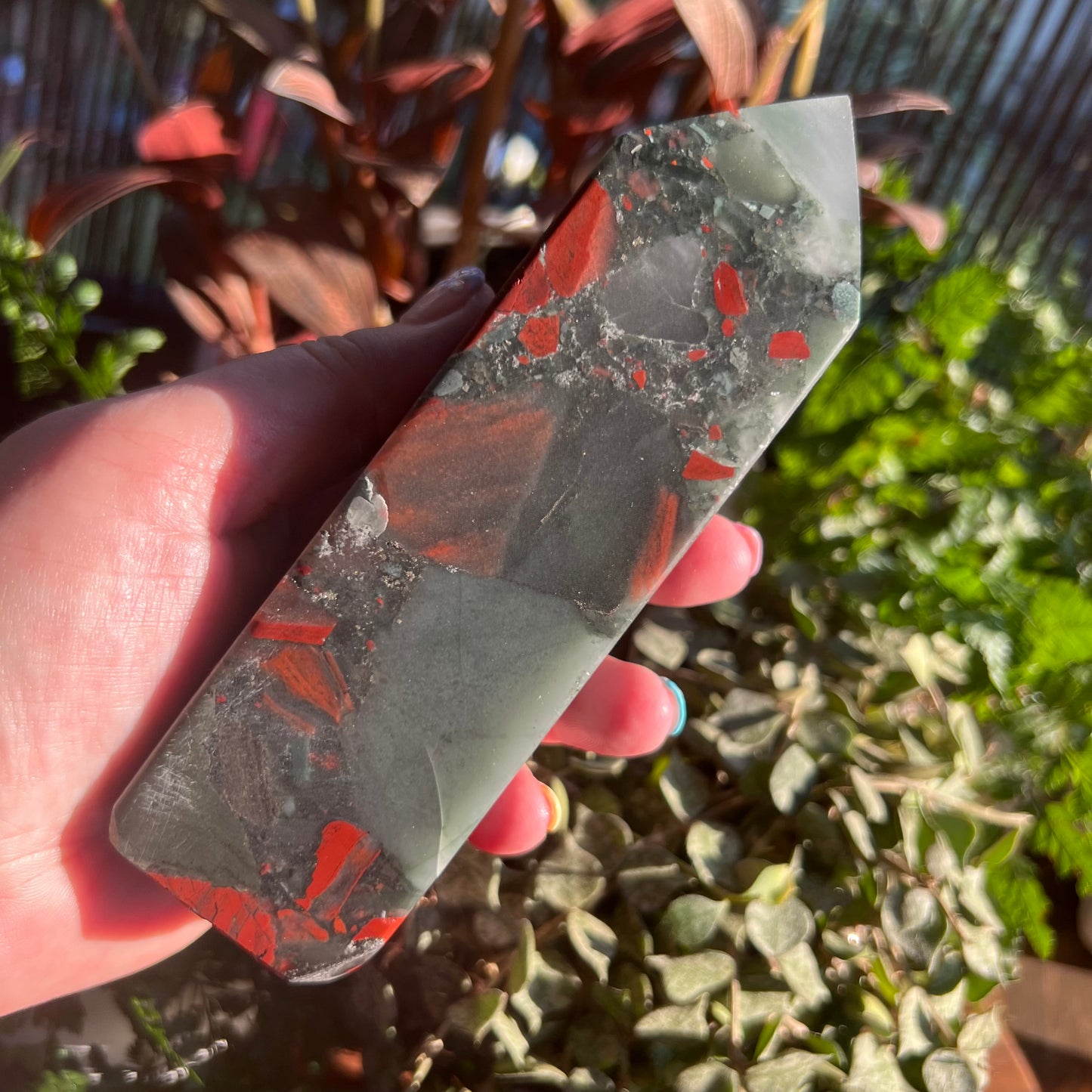 Large African Bloodstone Obelisk