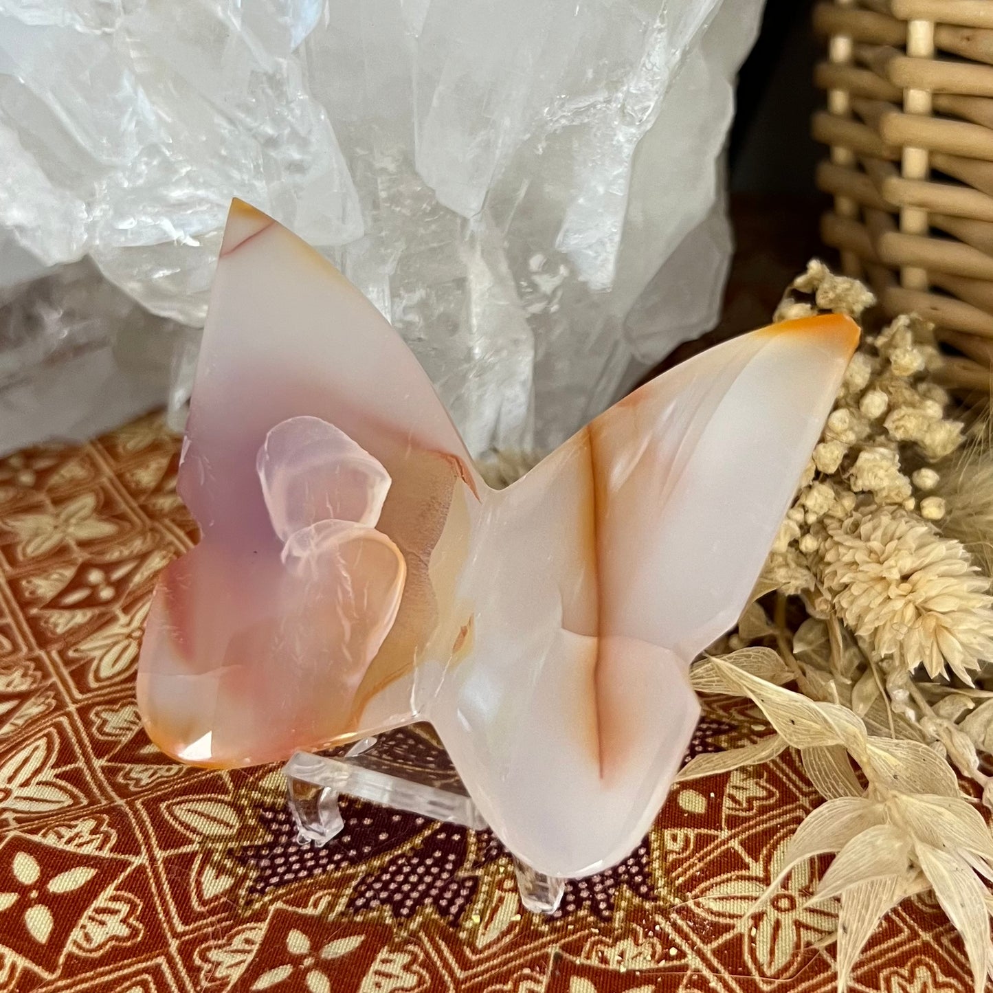 Carnelian 3D Butterfly Carving