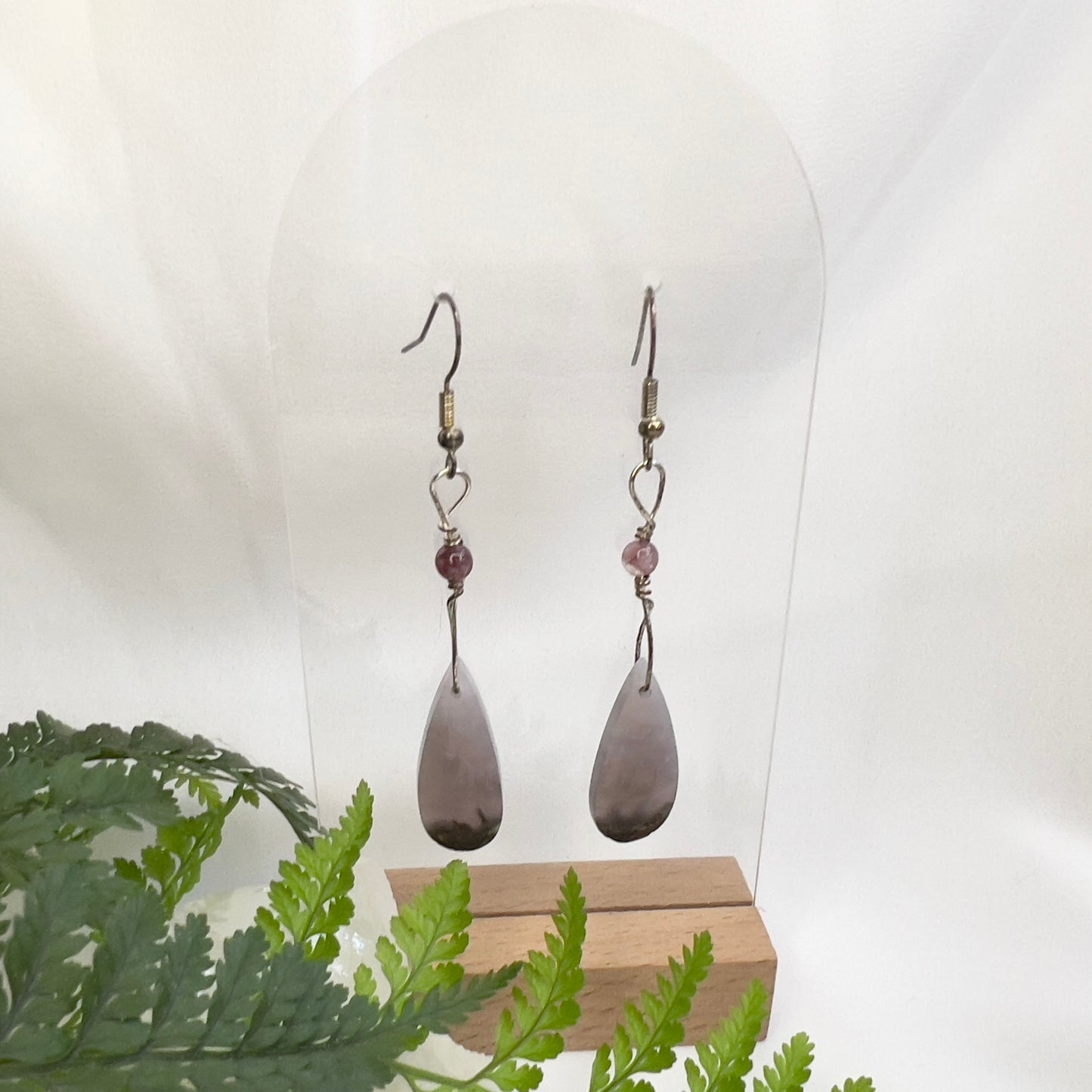 Natural Purple Moss Agate with Lepidolite Crystal Earrings: Growth ∙ Healing ∙ Grounding