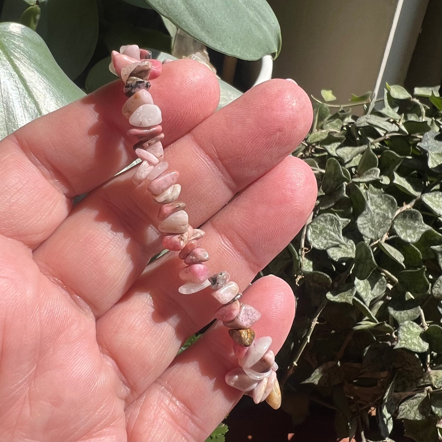 Pink Opal Crystal Chip Stretch Bracelet