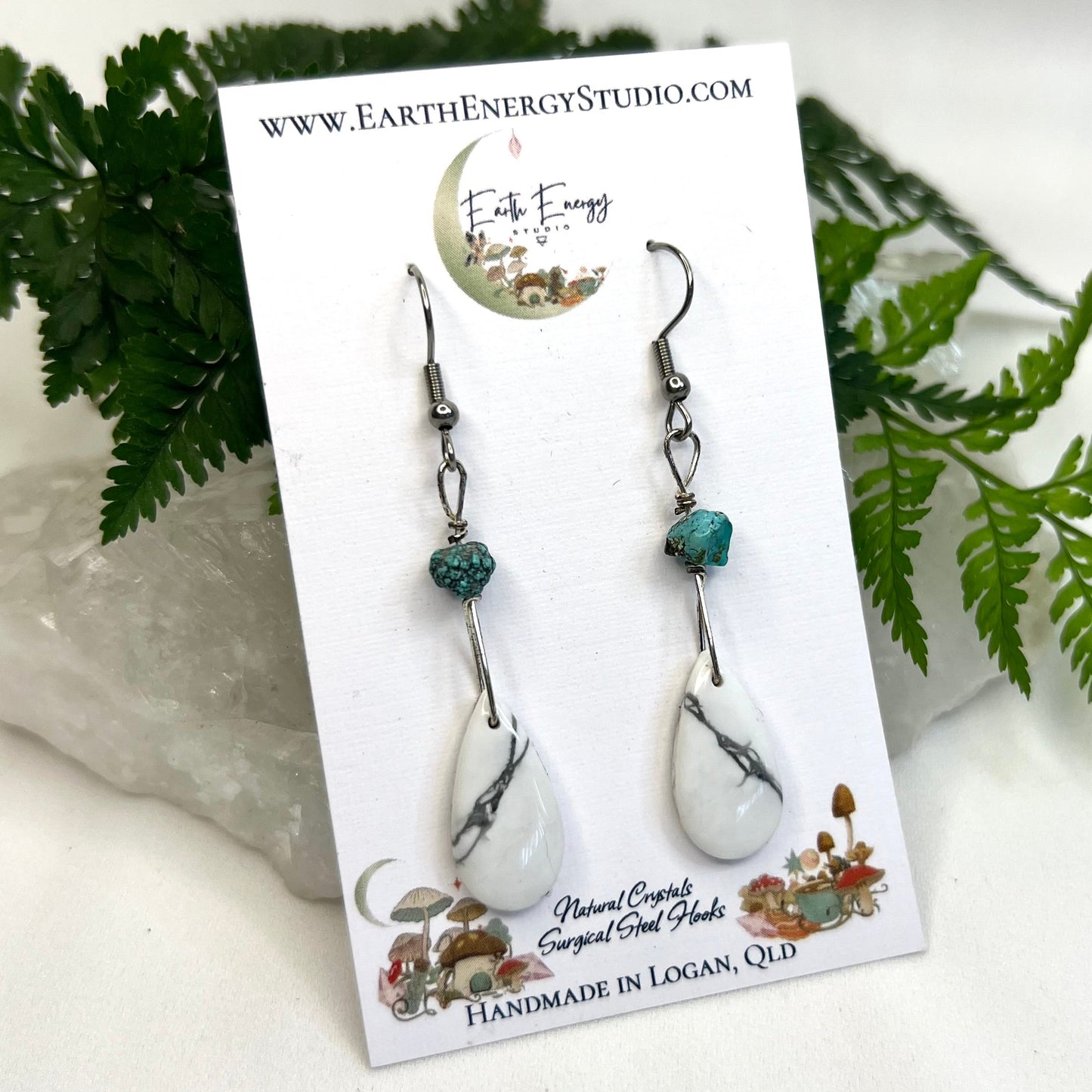 Howlite Crystal Earrings: Emotional Balance ∙ Quiet the Mind ∙ Soothes Stress