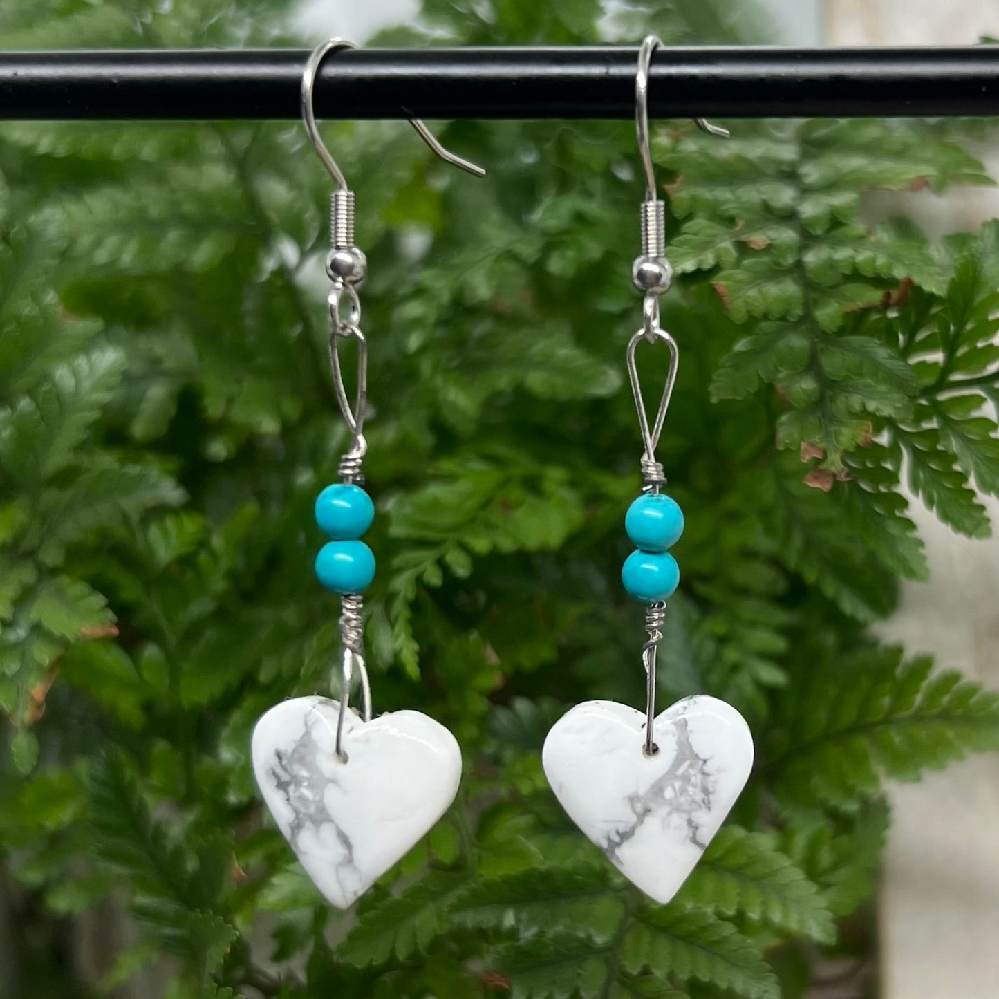 Howlite Heart Crystal Earrings