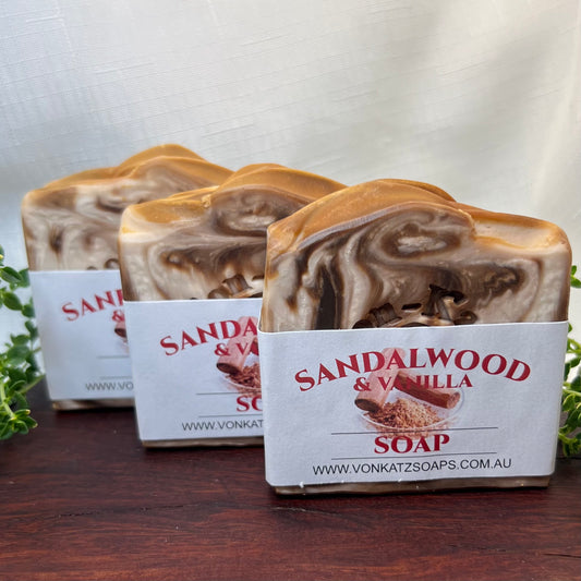 Sandalwood & Vanilla Soap - Natural & Handmade by Von Katz Soaps, Toowoomba