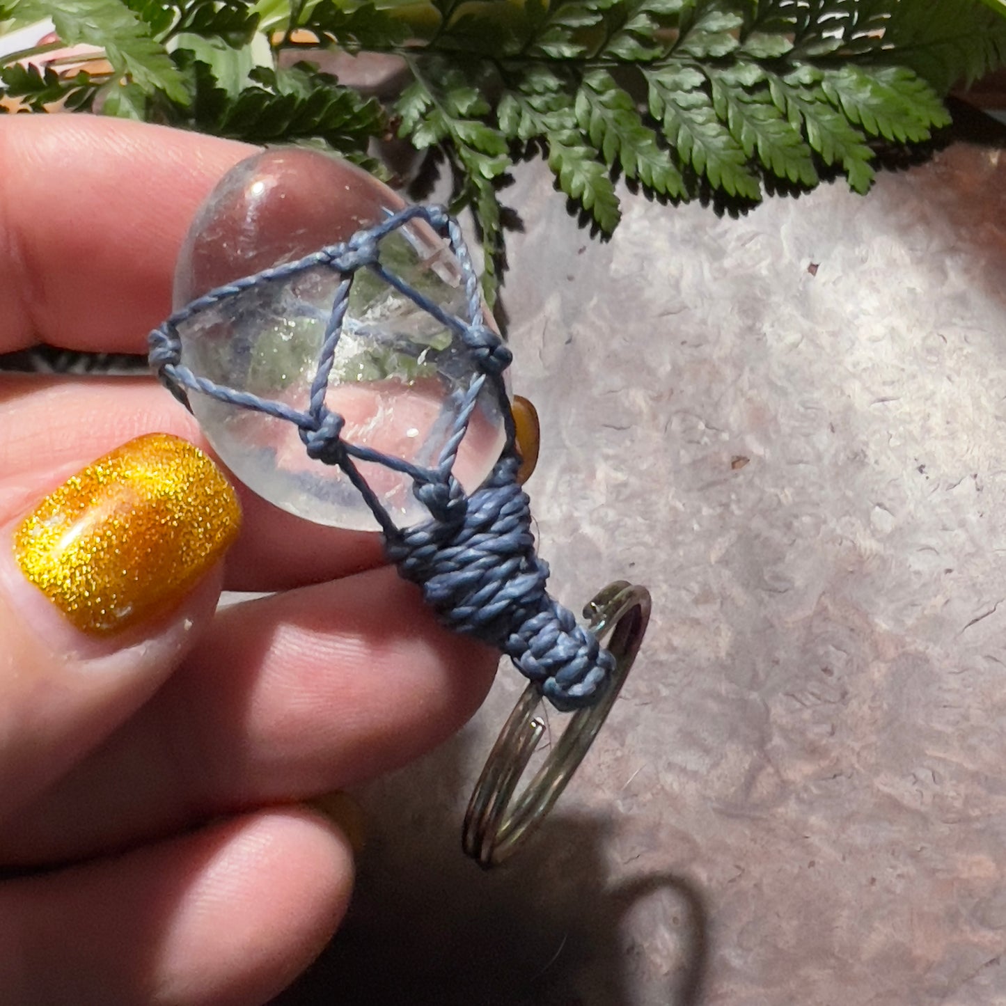 Clear Quartz Crystal Macrame Keyring Charm | Clarity ∙ Amplification ∙ Focus