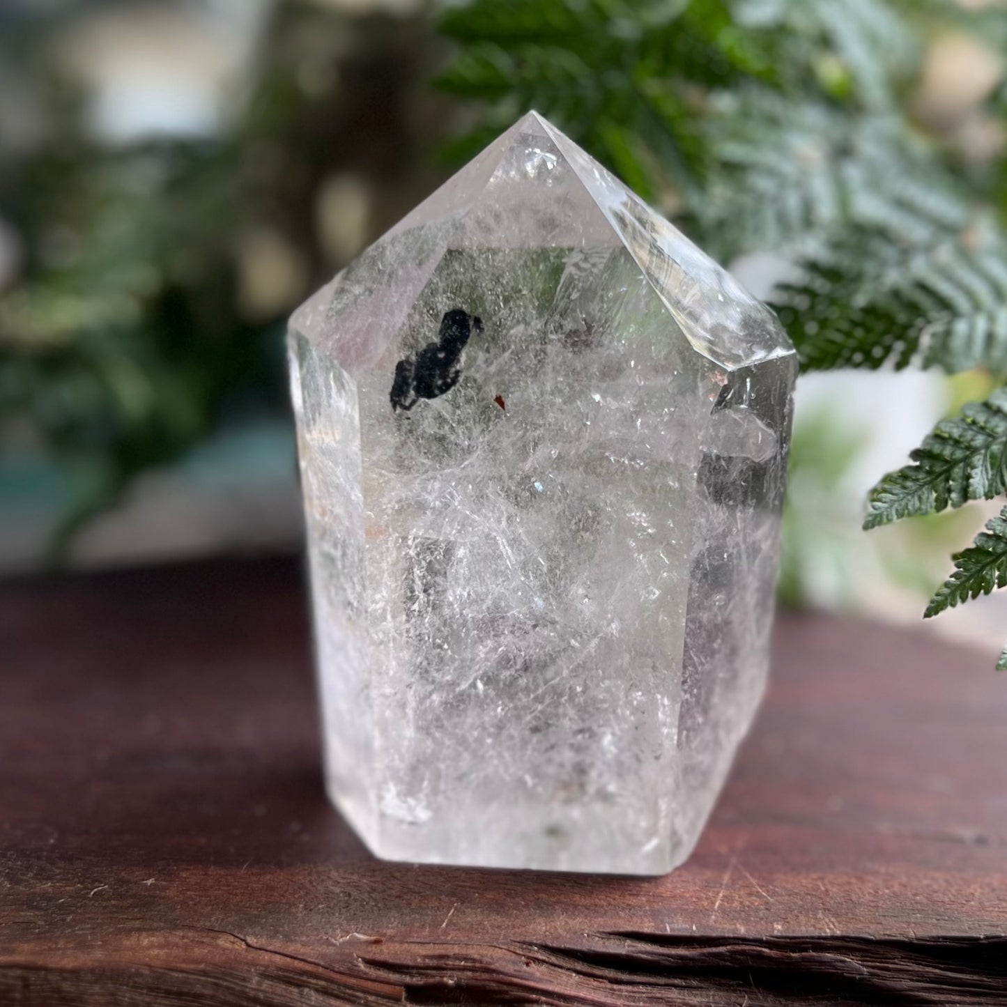 Chunky Polished Hyaline Quartz Point with Inclusions | Brazil | Chlorite, Rainbows & Penetrator