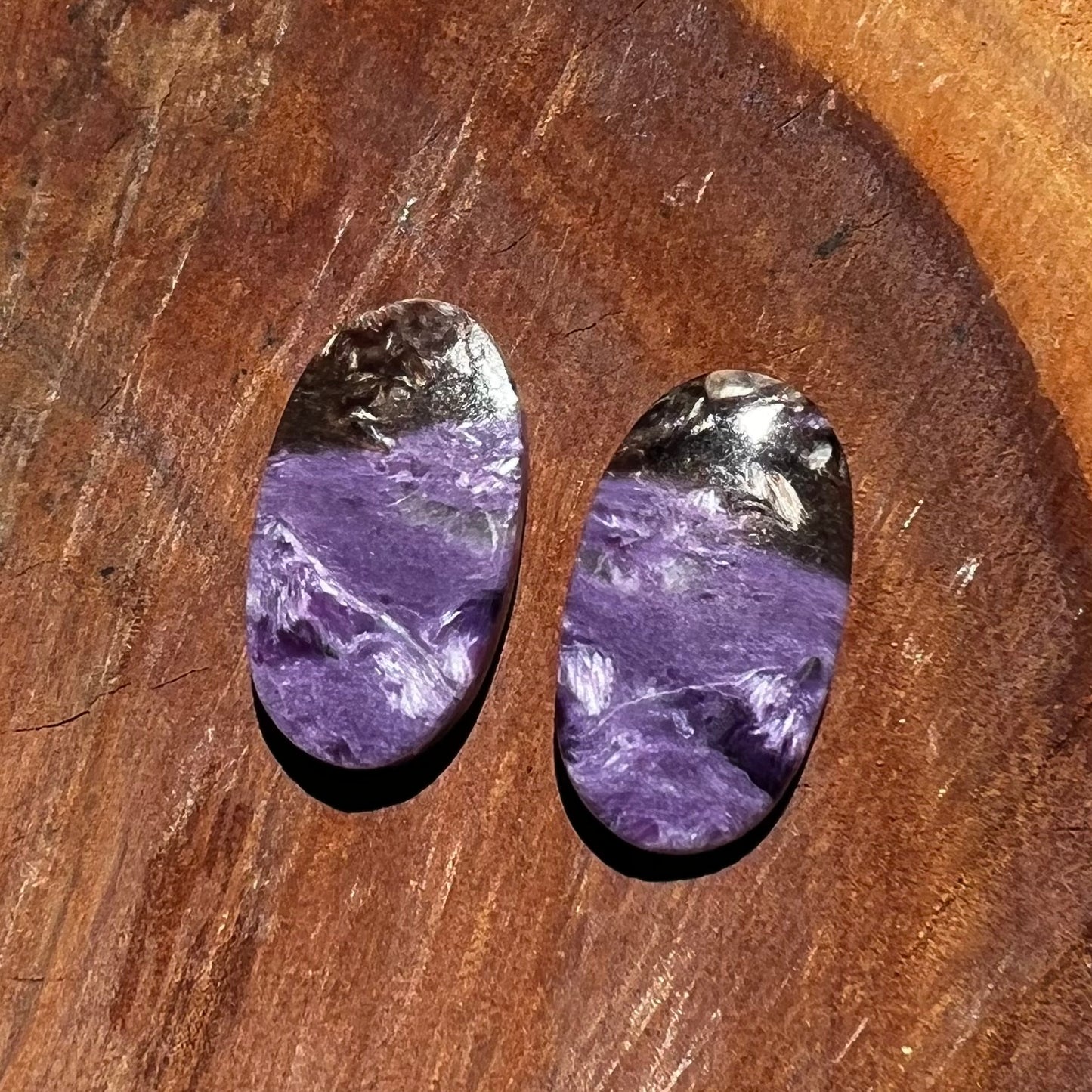 Charoite Flatback Earring Cabochon Pair | Necklace Cabochons