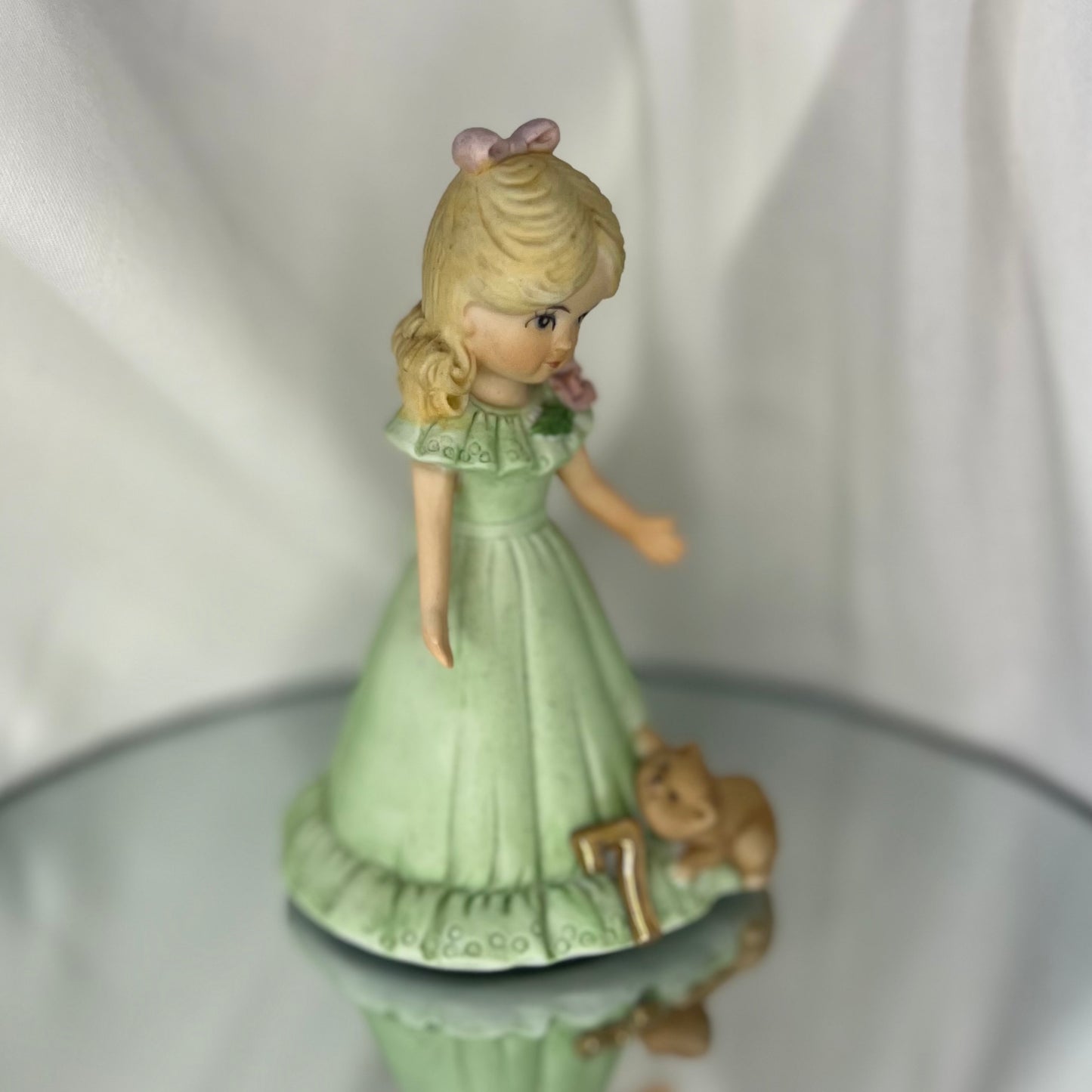 ‘Growing Up Birthday Girls' Porcelain Figurine | Vintage 7th Birthday Cake Topper | Blonde girl version | Enesco | 1984