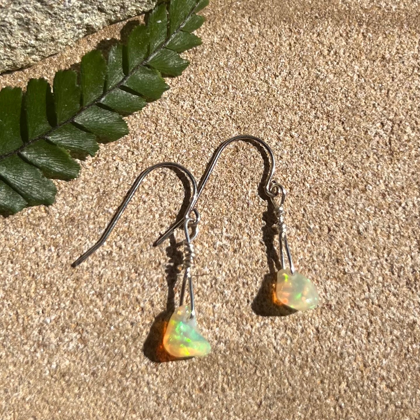 Ethiopian We'lo Opal Sterling Silver Earrings