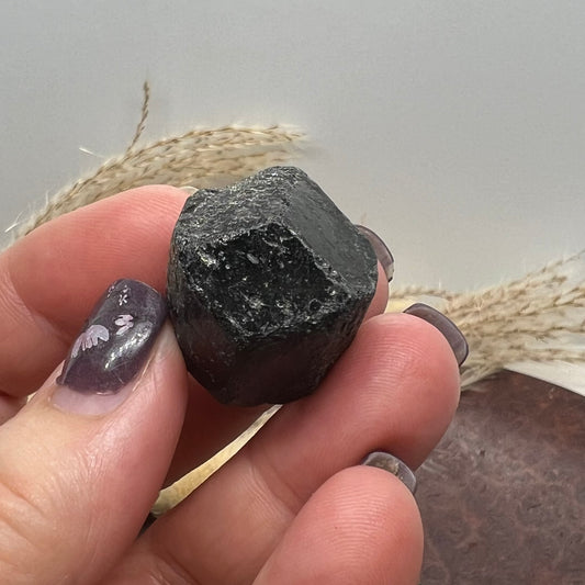 Raw Natural Black Tourmaline (a) - Mercedes Terminated Pocket Rock