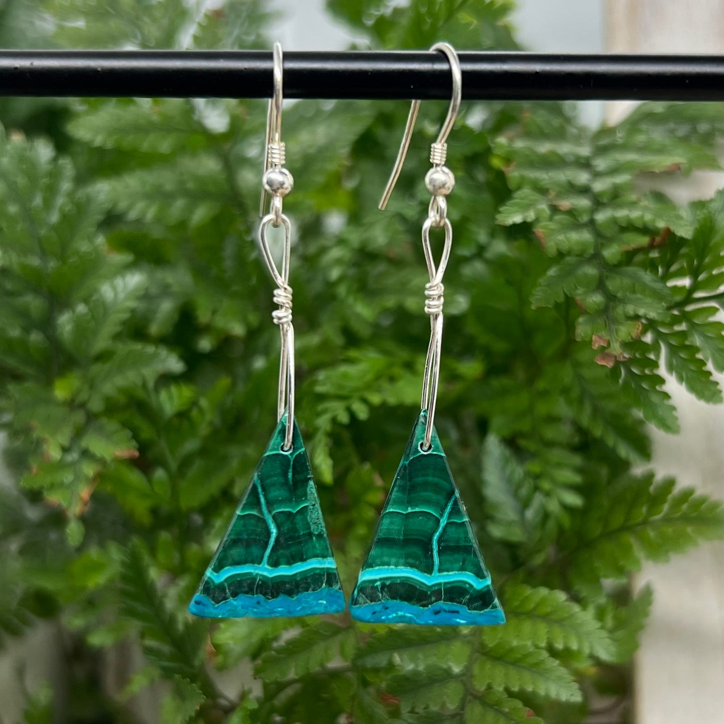 Chrysocolla in Malachite Crystal Earrings