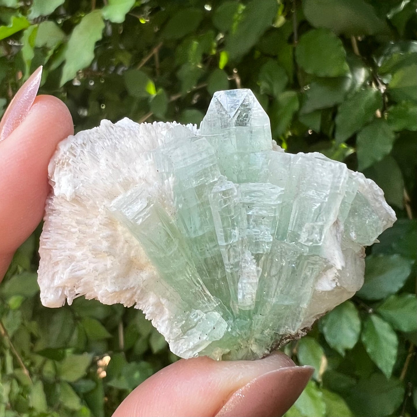 Green Apophyllite, Mordenite & Calcite Zeolite mineral specimen -  Jalgoan District, Maharashtra, India