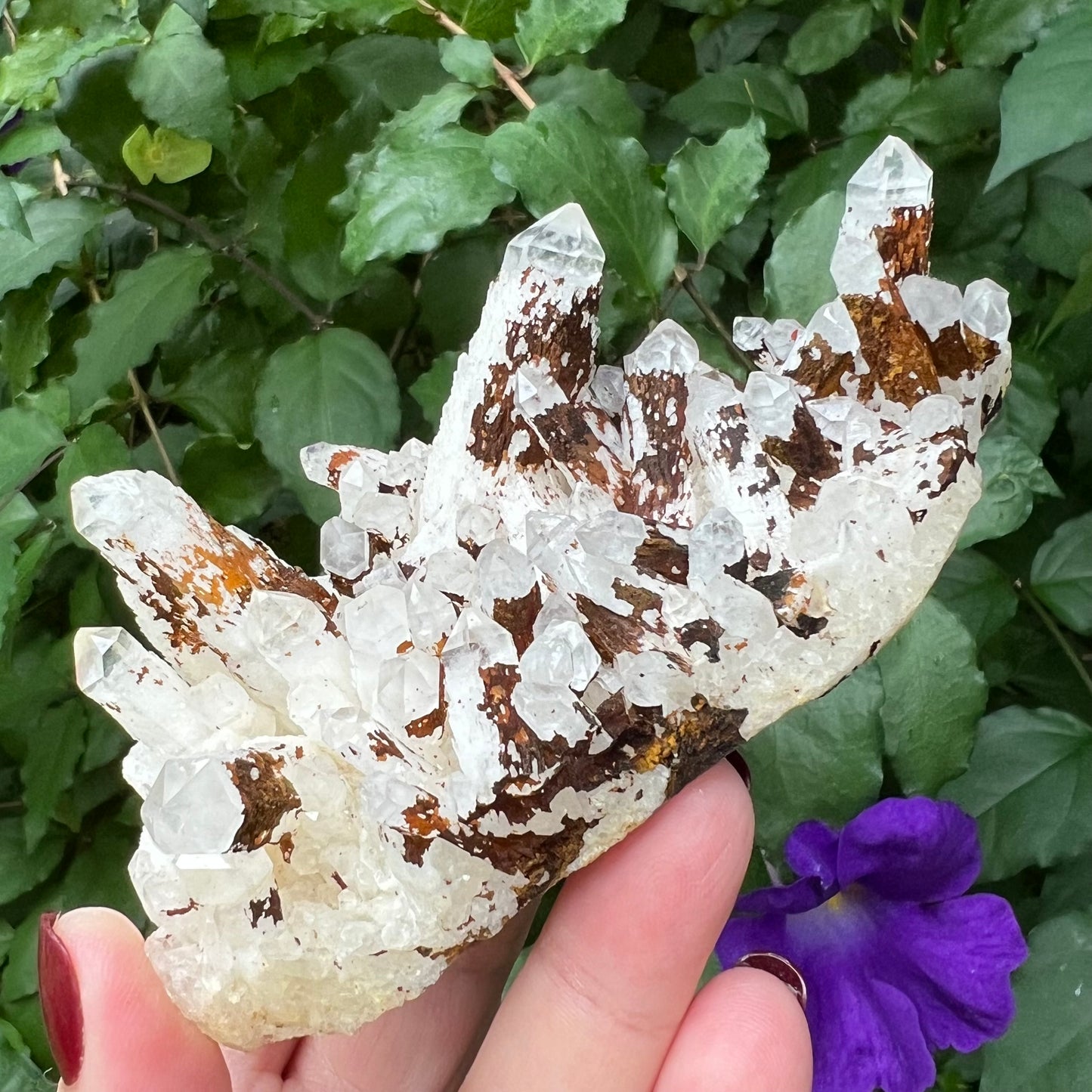 Candle Quartz Cluster with Iron Ore inclusions - Madagascar