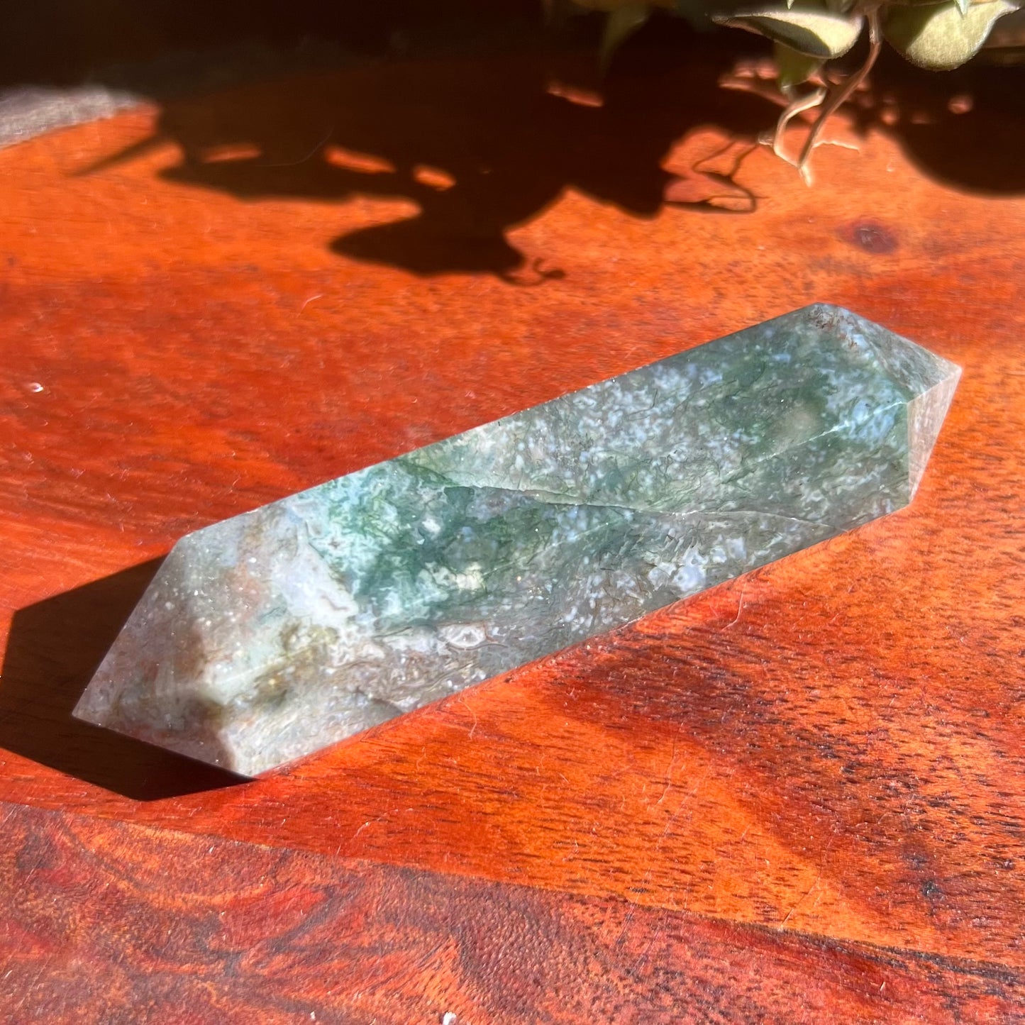 Moss Agate Double Terminated Wand