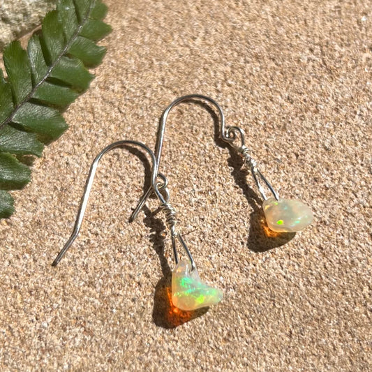 Ethiopian We'lo Opal Sterling Silver Earrings