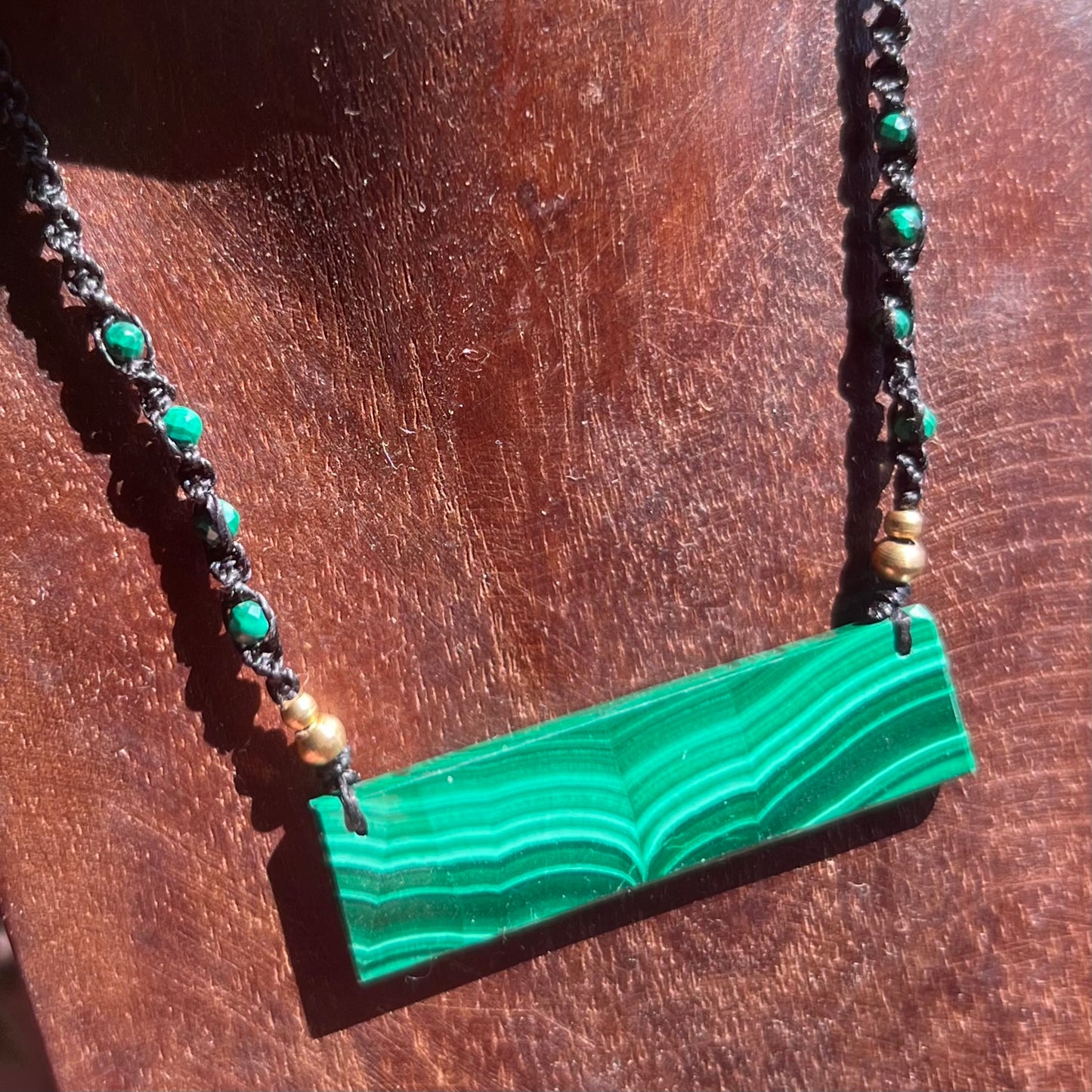 Malachite Crystal Macrame Necklace