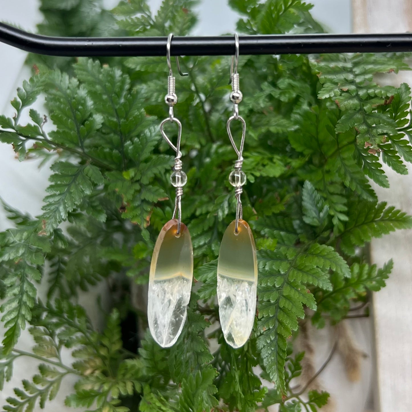 Carnelian with Clear Quartz Crystal Earrings