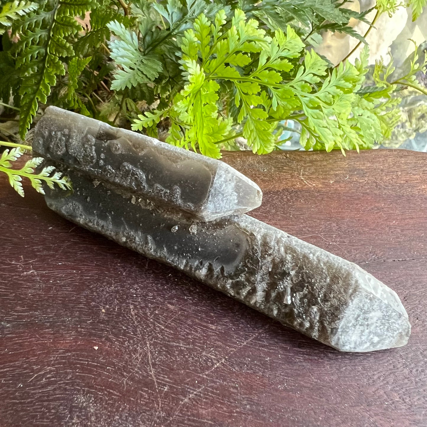 Black Quartz Twin Points | Inner Mongolia | Heavily etched Smoky Quartz