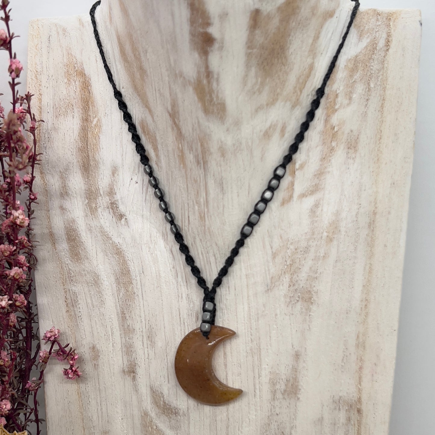 Agate Crescent Moon Necklace