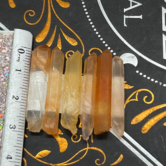 Golden Healer/Tangerine Quartz Point - 6p set for gridding or jewellery making