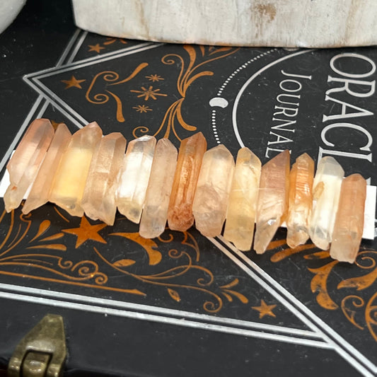 Golden Healer/Tangerine Quartz Point - 12p set for gridding or jewellery making