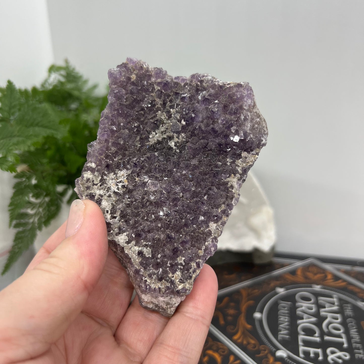 Amethyst Cluster - Features growth layers & calcite coated