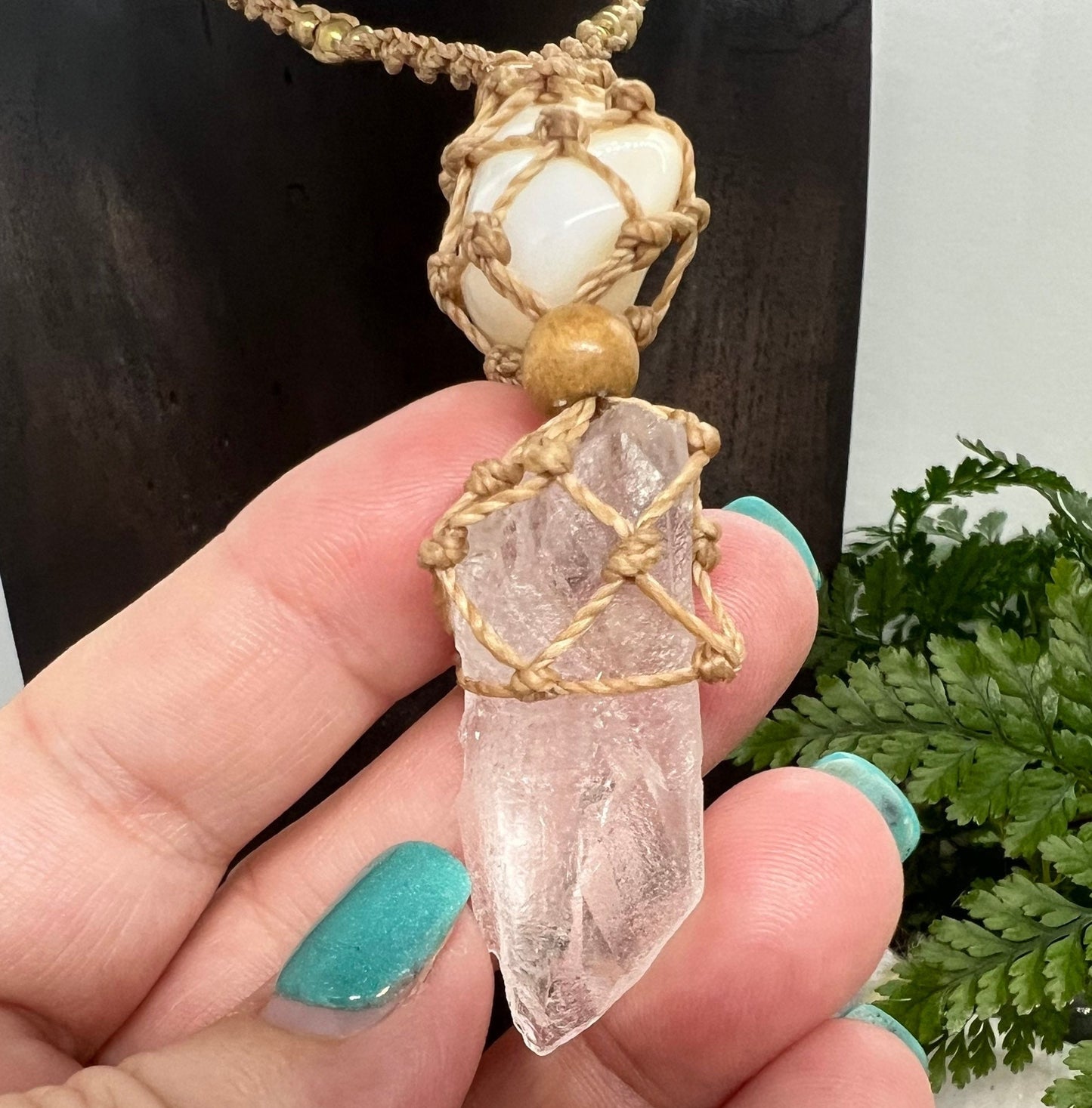 ‘Soul Speak’ Lemurian Root Quartz and White Opal