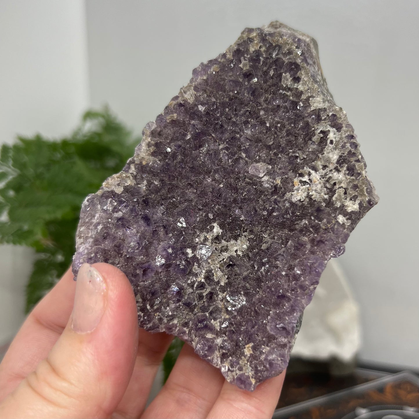 Amethyst Cluster - Features growth layers & calcite coated