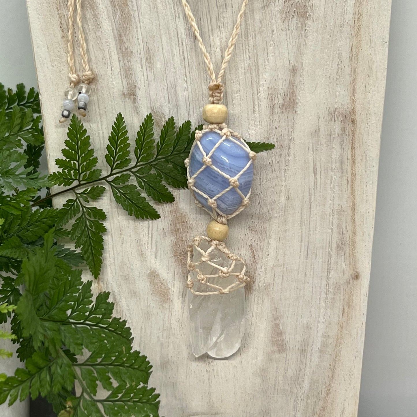 'Darsanaan' | Starbrary Lemurian Root Quartz & Blue Lace Agate Crystal Necklace