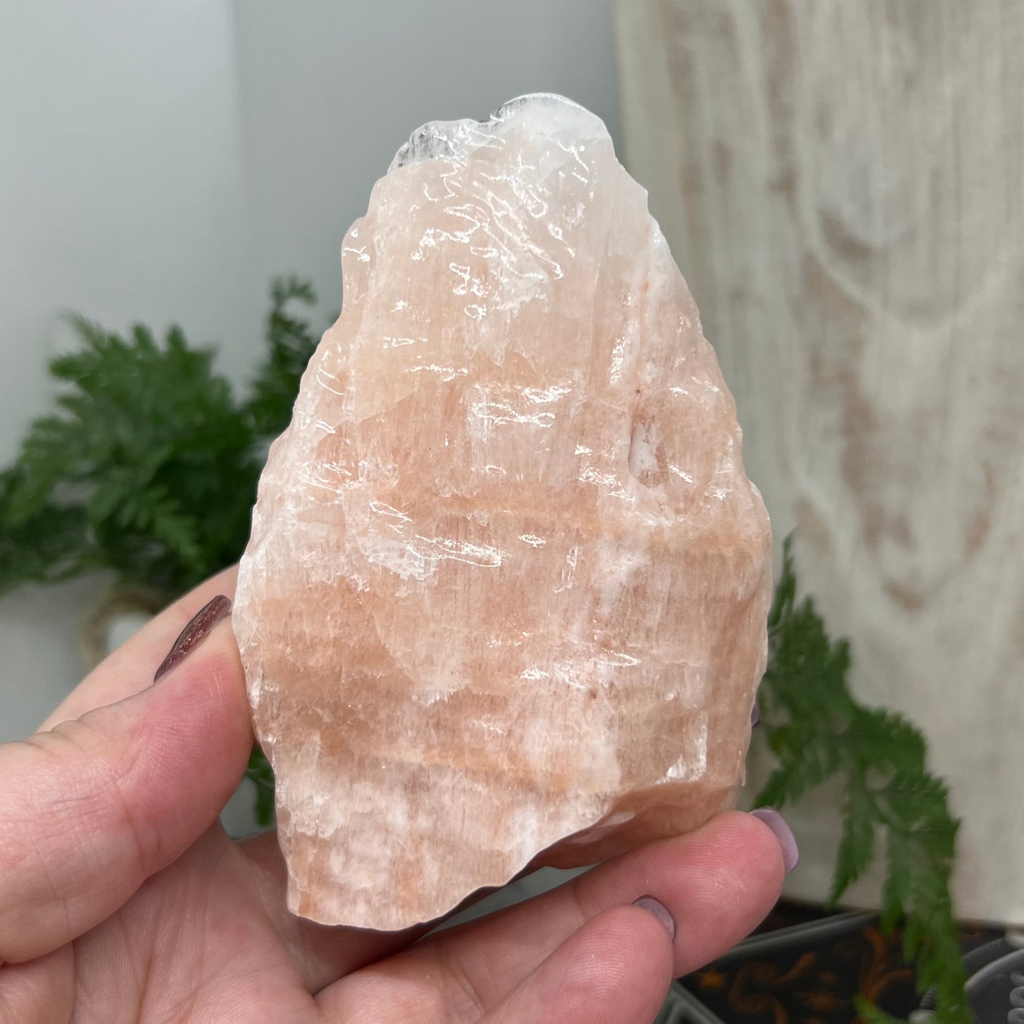 Pink Calcite - Large Rough Chunk of Pale Pink waxy Calcite
